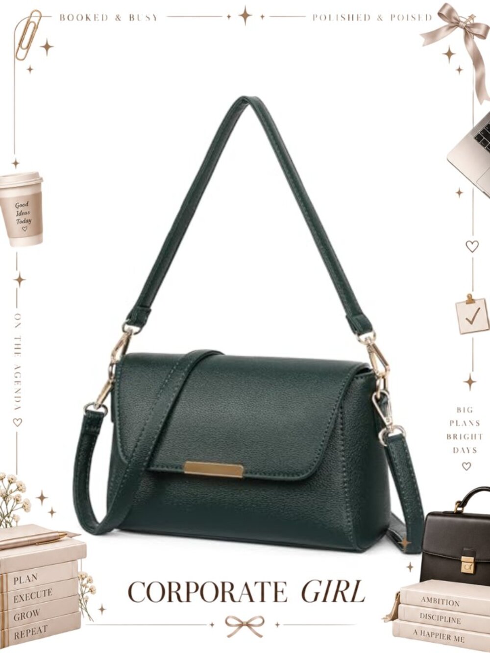 Small PU Leather Crossbody Bag Magnetic Zip Shoulder Handbag